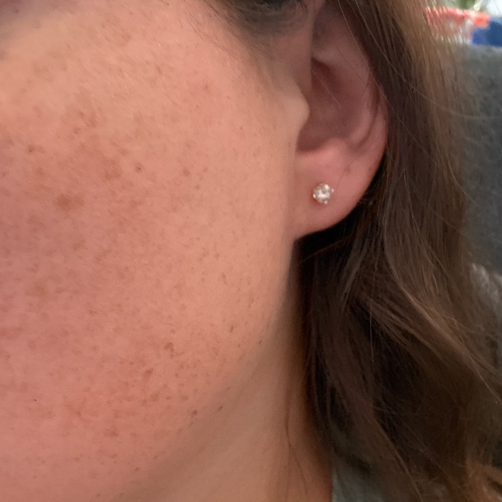 Delicate Yellow Diamond Stud Earrings | Real Gold Settings - Picture 4 of 4